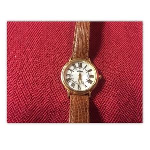 Medana, women, watch, Brown band, vintage, gold.: